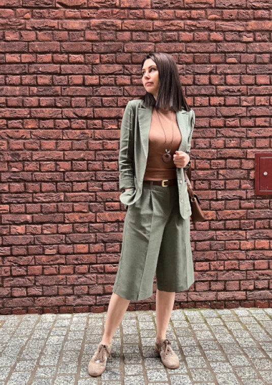 Легкий жакет кольору хакі - 130.25