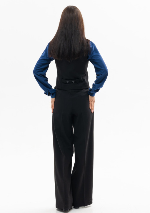 Костюм з жилетом  та брюками палаццо в  чорному кольорі - 89.24/91.24