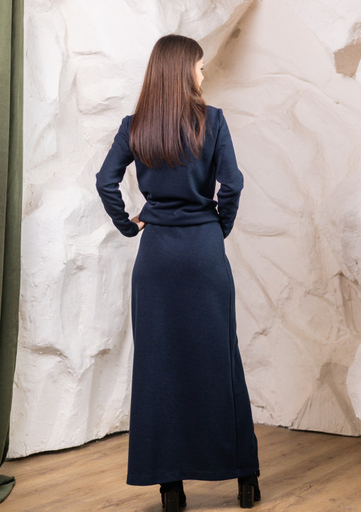 Костюм  з спідницею та светром в темно-синьому кольорі - 109.24/110.24