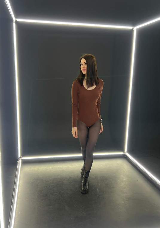 Боді  з імітацією корсета  у коричневому кольорі - 78.24